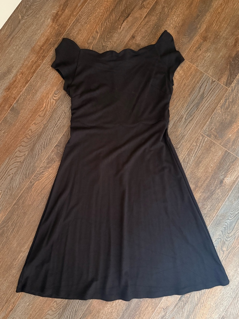 LOFT Black Dress with Scalloped Neckline